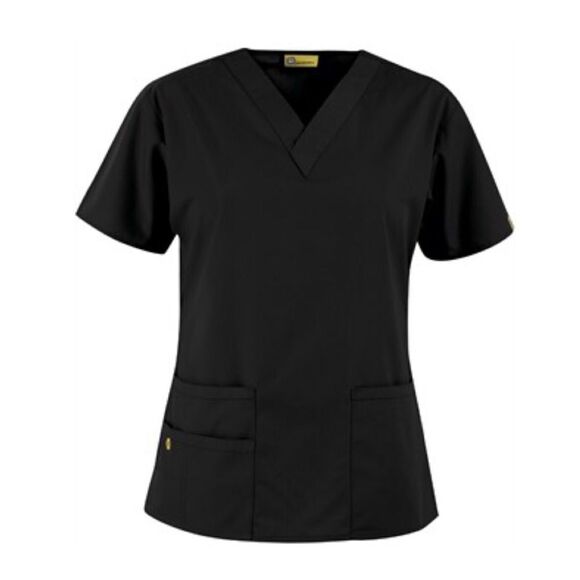 WonderWink  ORIGINS  V-Neck black short sleeve scrub - Picture 1 of 3